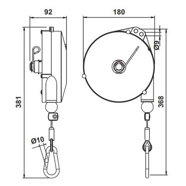 Equilibreur de charge avec cliquet d’arrêt    • 6 à 8 kg