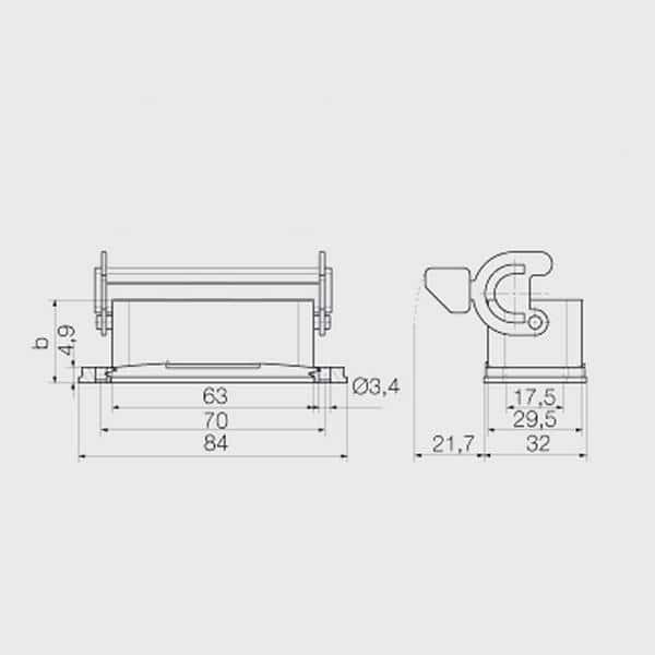 Embase        encastrée pour prise 10 broches • 2 verrous