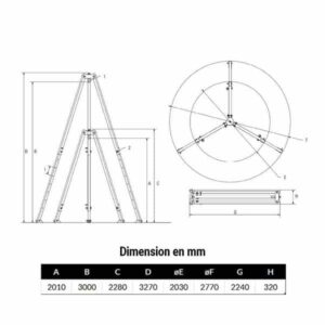 Tripode 2 000kg levage de 2 m à 3 m