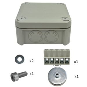 Coffret électrique de dérivation en polypropylène antichoc avec bornier, aimant et visserie