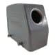 Capot pour prise 16 broches • 4 ergots • profondeur : 76mm • sortie latérale M25