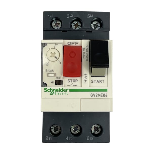 Disjoncteur magnétothermique Schneider GV2ME06 • 3 phases Intensité 1 à 1,6 A