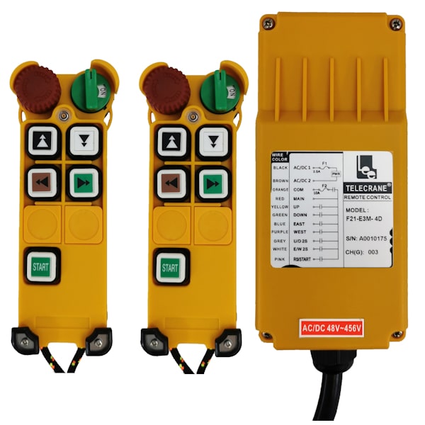 Radiocommande Telecrane F21-E3M-4D  avec 1 émetteur de secours • (4 boutons 2 crans)