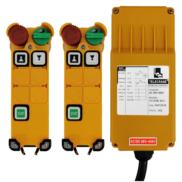 Radiocommande Telecrane F21-E3M-4D-2  avec 1 émetteur de secours • (2 boutons 2 crans)