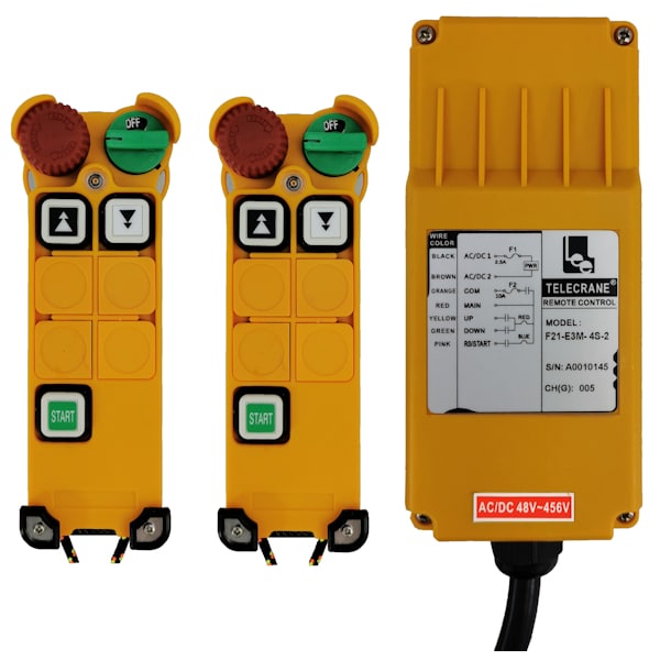 Radiocommande F21-E3M-4S-2   avec 1 émetteur de secours • (2 boutons 1 cran)
