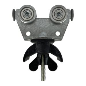 Chariot acier avec galets acier + cintre polyamide pour câble plat pour rail 30 x 32 mm