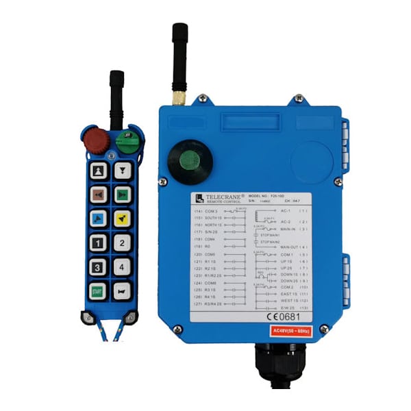 Radiocommande Telecrane F25-10D   • (1 bouton 1 cran + 10 boutons 2 crans)