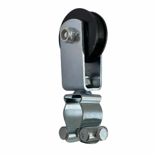 Chariot porte câble rond à 1 galet • suspendu sous câble Ø8 mm