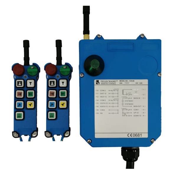 Radiocommande Telecrane F25- 6S  avec 1 émetteur de secours • (6 boutons 1 cran)