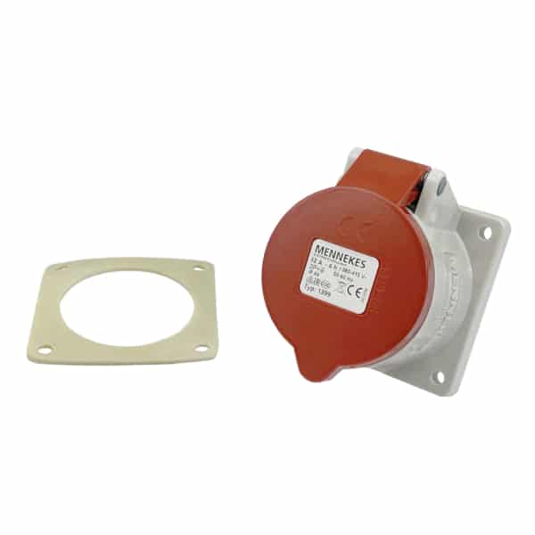 Embase droite femelle • 3P+T • 400VAC • 32A • IP44 • connexion par vis