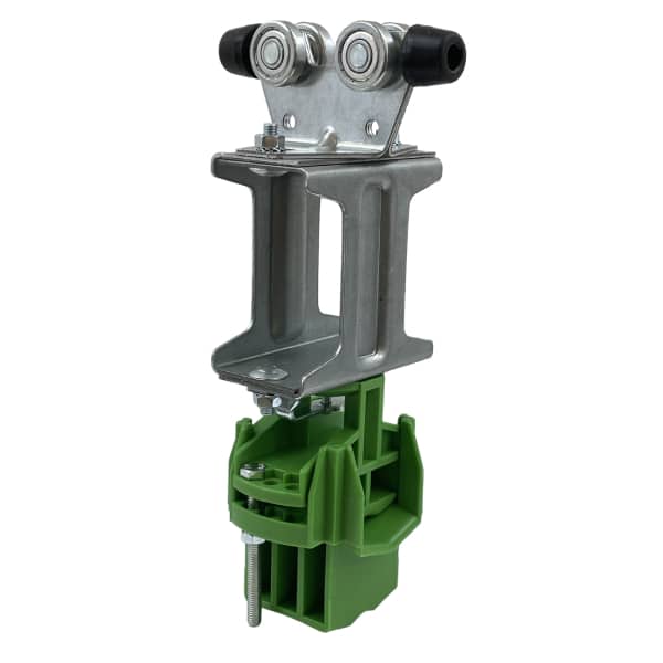 Chariot entraineur acier avec cintre polyamide pour un câble Ø5 à 38 mm pour rail creux 30 x 32 x 2 mm