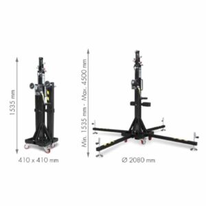 Lève matériels de chantier portatif manuel • Hauteur 4,5 m • Charge max 150 kg