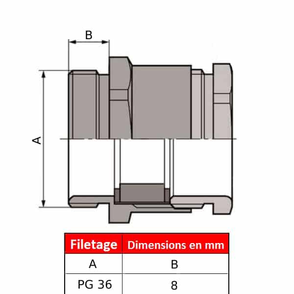 Presse           étoupe en laiton nickelé avec ancrage • PG36 • pour câble Ø 24 à 30 mm