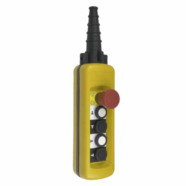 Boite à boutons  4 boutons poussoir (2 crans) + 1 arrêt d’urgence • XACA 4913 Schneider