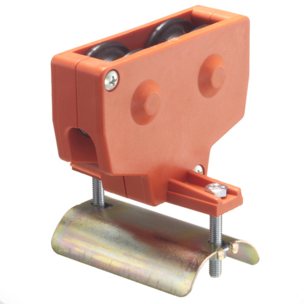 Chariot porte câble plat à 2 galets pour câble plat • suspendu sous câble Ø8 à 12mm
