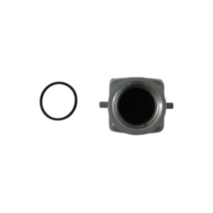 Capot pour prise / insert 3 ou 4 broche avec 2 ergots • Sortie droite • Profondeur : 50mm
