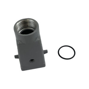 Capot pour prise / insert 3 ou 4 broche avec 2 ergots • Sortie droite • Profondeur : 50mm