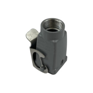 Capot coupleur pour prise / insert 3 ou 4 broches avec 2 verrous • Sortie droite • Profondeur : 53.5mm