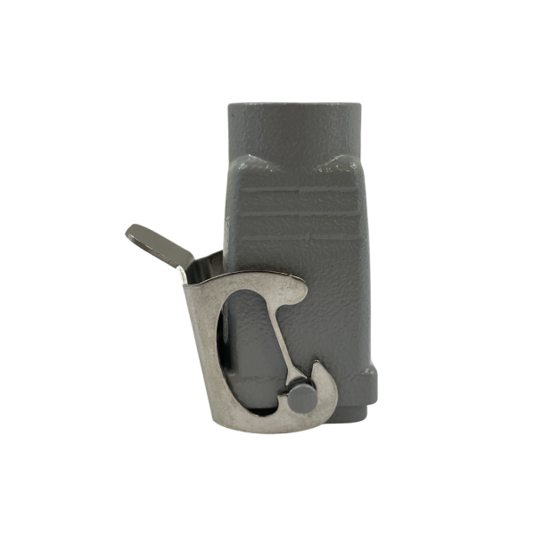 Capot coupleur pour prise / insert 3 ou 4 broches avec 2 verrous • Sortie droite • Profondeur : 53.5mm