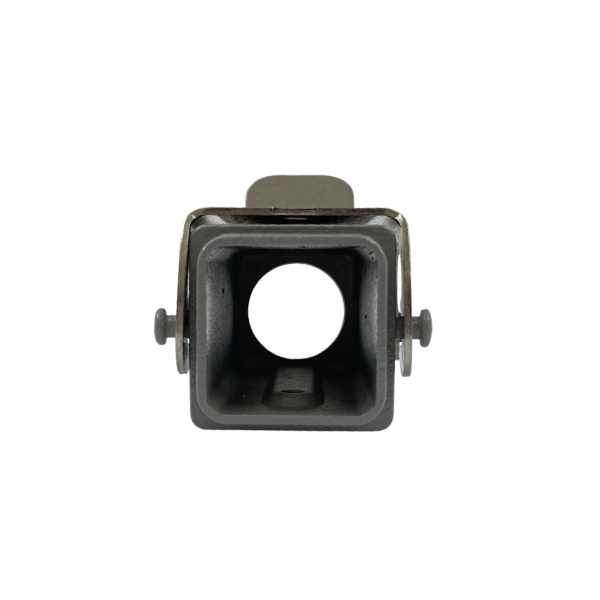 Capot coupleur pour prise / insert 3 ou 4 broches avec 2 verrous • Sortie droite • Profondeur : 53.5mm