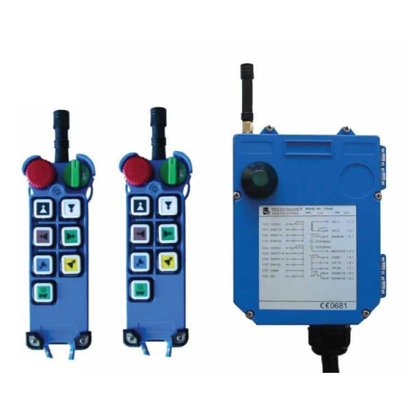 Radiocommande Telecrane F25- 6D     avec 1 émetteur de secours • (6 boutons 2 crans)