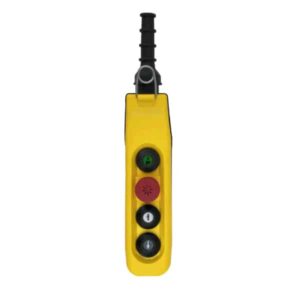 Boîte à boutons 2 boutons (1 cran) + 1 arrêt d’urgence + Marche/Klaxon  pour circuit de commande