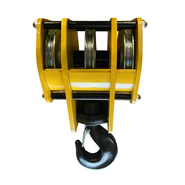 Moufle        pour palan 3 réas • Charge 32 t (M4) • Entraxe 190-190 mm • Pour câble Ø 18 mm