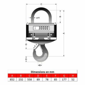 Peson 30t • Crochet peseur 30t • Dynamomètre 30t • Pesage pour fonderie de 0 à 30000kg • KGW30