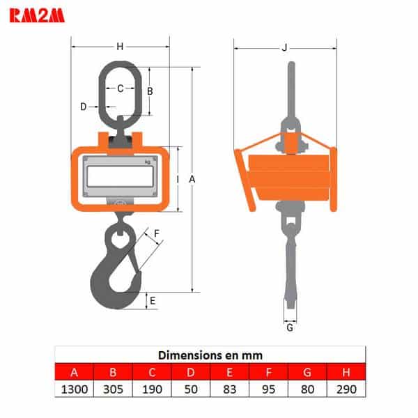 Peson  30t • Crochet peseur 30t • Dynamomètre 30t • Pesage de 0 à 30000kg • LD30