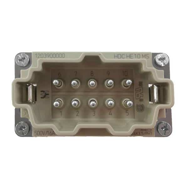 Prise mâle 10 broches (serrage par ressort) • HE-010-MS