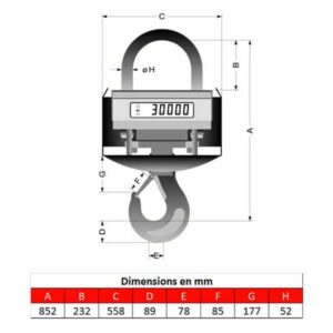 Peson  20t • Crochet peseur 20t • Dynamomètre 20t • Pesage pour fonderie de 0 à 20000kg • KGW20