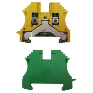 Borne de terre pour montage sur rail oméga pour fil 6 mm² (serrage par vis)