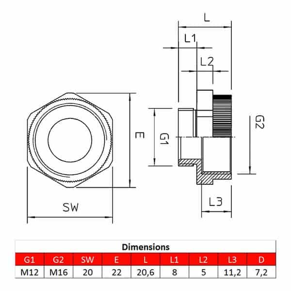 Amplificateur pour presse-étoupe • M12 à M16