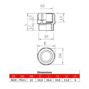 Adaptateur • M20 – PG11 • pour presse-étoupe