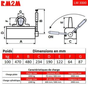 Aimant     de levage 3000 kg • LM3000