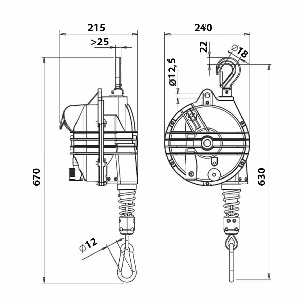 Equilibreur de charge avec tirette de blocage • 65 à 75 kg