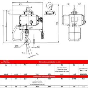 Palan électrique HADEF  500 kg