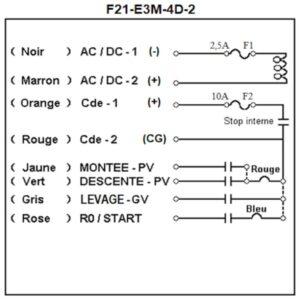 Radiocommande Telecrane F21-E3M-4D-2     • (2 boutons 2 crans)